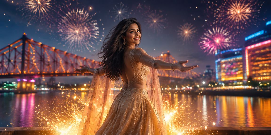 Colorful slots game interface with Bollywood theme